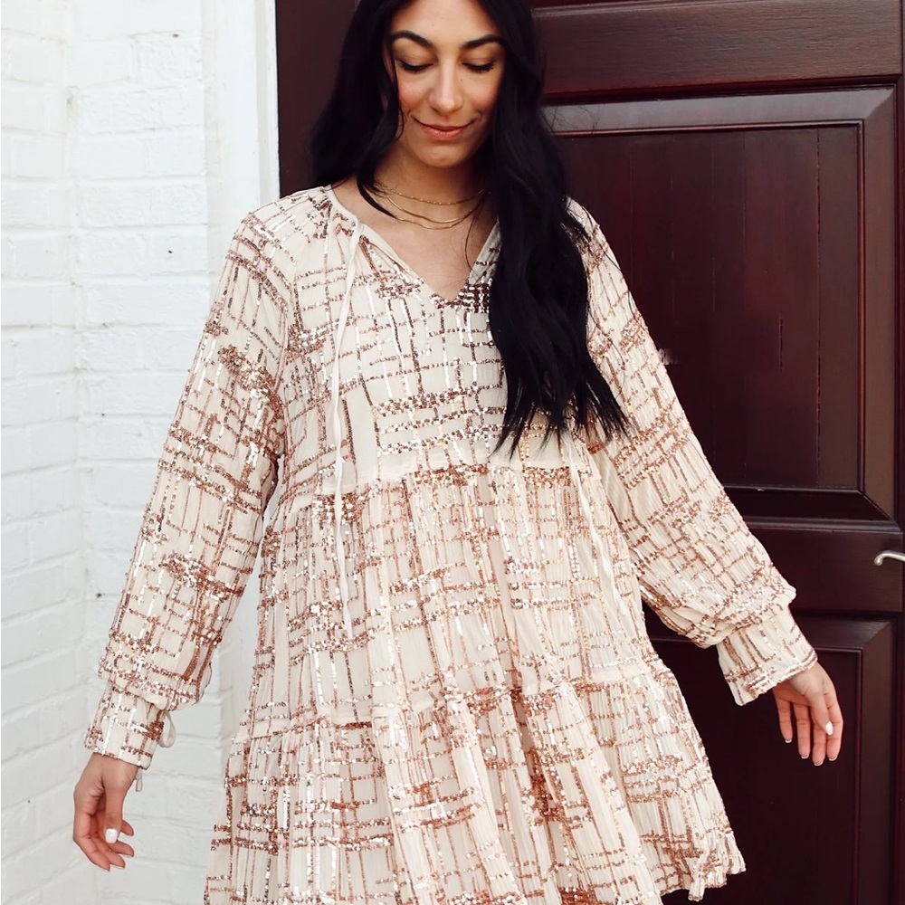 En Saison boutique Sequin Baby Doll Dress